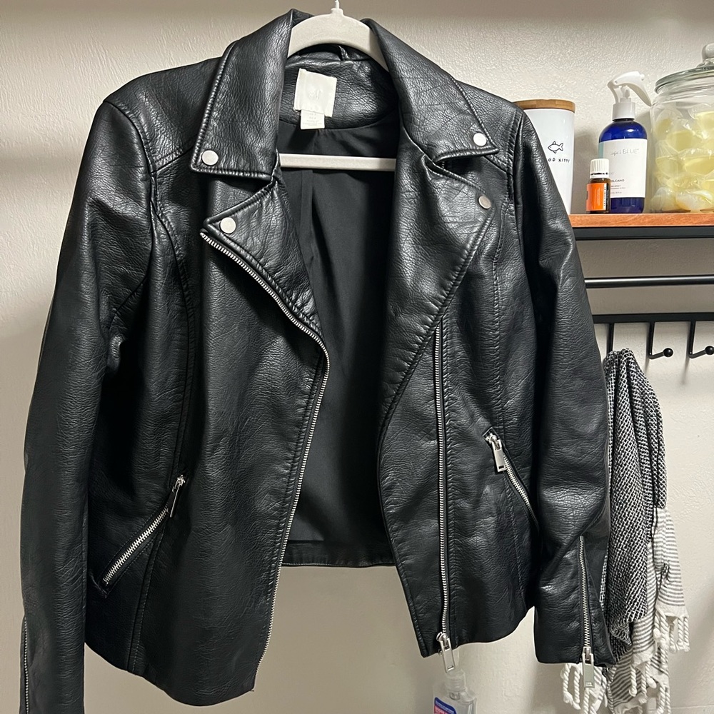 H&M black leather jacket